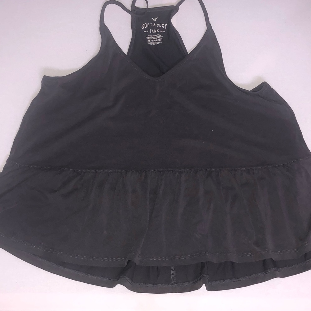 Charcoal Grey American Eagle loose Peplum Tank Top
